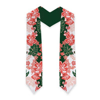 Green Orange Hibiscus Plumeria Floral Graduation Stole LT01 - Polynesian Pride
