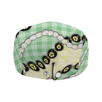 Green Palaka Hawaii Jeff Hat Kukui Nut Pikake Lei Hawaiian Tapa Pattern - Polynesian Pride