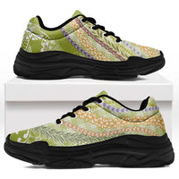 Green Palaka Hawaii Leis Chunky Sneakers Hawaiian-plaid Elegant Tropical Vibes