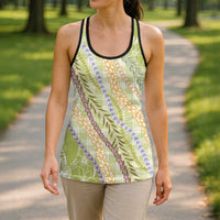 Green Palaka Hawaii Leis Hollow Tank Top Hawaiian-plaid Elegant Tropical Vibes - Polynesian Pride