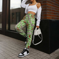 Green Palaka Hawaii Mele Kalikimaka Jogger Pants Ohia Lehua Shell Leis Funny Gingerbread Santa - Polynesian Pride
