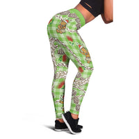Green Palaka Hawaii Mele Kalikimaka Leggings - Ohia Lehua Shell Leis Funny Gingerbread Santa LT14 - Polynesian Pride