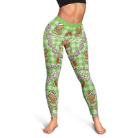 Green Palaka Hawaii Mele Kalikimaka Leggings - Ohia Lehua Shell Leis Funny Gingerbread Santa LT14 - Polynesian Pride