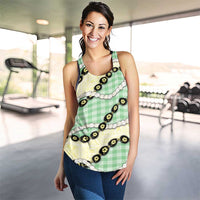 Green Palaka Hawaii Women Racerback Tank Kukui Nut Pikake Lei Hawaiian Tapa Pattern - Polynesian Pride