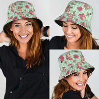 Green Paniolo Palaka Hawaiian Cowgirl Christmas Bucket Hat - Polynesian Pride