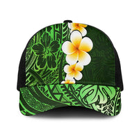 Green Polynesia Baseball Net Cap Plumeria Tropical Leaves With Galaxy Polynesian Art - Polynesian Pride