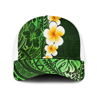 Green Polynesia Baseball Net Cap Plumeria Tropical Leaves With Galaxy Polynesian Art LT14 One Size White Green - Polynesian Pride
