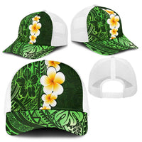 Green Polynesia Baseball Net Cap Plumeria Tropical Leaves With Galaxy Polynesian Art LT14 - Polynesian Pride