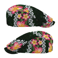 Green Polynesia Jeff Hat Plumeria With Hibiscus Pattern Tropical Vibes - Polynesian Pride