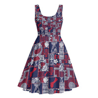 Guam Felis Pasgua Midi Dress Pacific Patchwork Xmas Vibes - Polynesian Pride