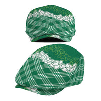 Hawaii Aloha Plumeria Lei Green Palaka Jeff Hat - Polynesian Pride
