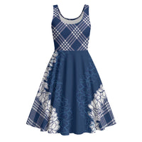 Hawaii Aloha Plumeria Lei Navy Palaka Midi Dress - Polynesian Pride