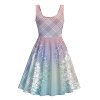 Hawaii Aloha Plumeria Lei Pastel Candy Palaka Midi Dress - Polynesian Pride