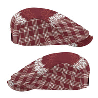 Hawaii Aloha Plumeria Lei Scarlet Palaka Jeff Hat - Polynesian Pride