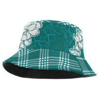 Hawaii Aloha Plumeria Lei Teal Palaka Bucket Hat - Polynesian Pride