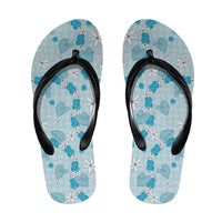 Hawaii Anthurium Tiare Pikake Lei Flip Flops UliUli Lauhala Art Pattern