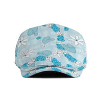 Hawaii Anthurium Tiare Pikake Lei Jeff Hat UliUli Lauhala Art Pattern LT01 Blue - Polynesian Pride