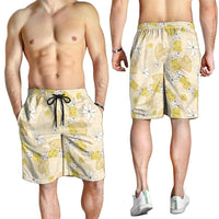 Hawaii Anthurium Tiare Pikake Lei Shorts for Men Melemele Lauhala Art Pattern
