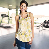 Hawaii Anthurium Tiare Pikake Lei Women Racerback Tank Melemele Lauhala Art Pattern
