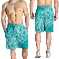 Hawaii Breadfruit Palaka Shorts for Men Polu Opal Maile Lei - Polynesian Pride