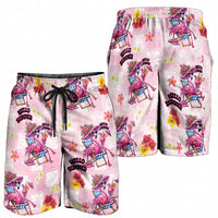 Hawaii Flamingo Hello Summer Shorts for Men Hawaiian Quilt Pattern