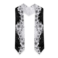Hawaii Hibiscus Flowers Graduation Stole Grayscale Polynesian Pattern LT05 - Polynesian Pride