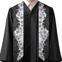 Hawaii Hibiscus Flowers Graduation Stole Grayscale Polynesian Pattern LT05 - Polynesian Pride