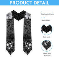 Hawaii Hibiscus With Black Polynesian Pattern Graduation Stole LT05 - Polynesian Pride