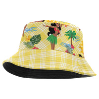 Hawaii Hula Girl Tropical Bucket Hat Yellow Palaka