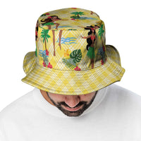 Hawaii Hula Girl Tropical Bucket Hat Yellow Palaka