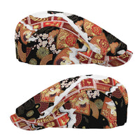 Hawaii Japanese Culture Black Jeff Hat Spring Cranes Aloha Pattern
