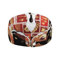 Hawaii Japanese Culture Black Jeff Hat Spring Cranes Aloha Pattern