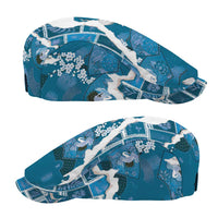 Hawaii Japanese Culture Blue Jeff Hat Spring Cranes Aloha Pattern