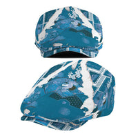Hawaii Japanese Culture Blue Jeff Hat Spring Cranes Aloha Pattern