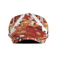 Hawaii Japanese Culture Red Jeff Hat Spring Cranes Aloha Pattern
