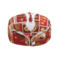 Hawaii Japanese Culture Red Jeff Hat Spring Cranes Aloha Pattern