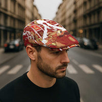 Hawaii Japanese Culture Red Jeff Hat Spring Cranes Aloha Pattern