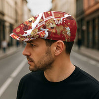 Hawaii Japanese Culture Red Jeff Hat Spring Cranes Aloha Pattern