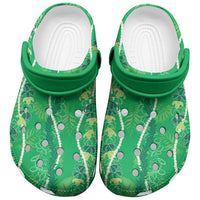 Hawaii Maile Lei Clogs Shoes With Green Monstera Pattern - Polynesian Pride