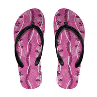 Hawaii Maile Lei Flip Flops With Pink Monstera Pattern - Polynesian Pride