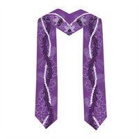 Hawaii Maile Lei Graduation Stole With Violet Monstera Pattern LT05 - Polynesian Pride