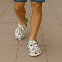 Hawaii Makahiki Turtle Clogs Shoes Green Tapa Pattern - Polynesian Pride