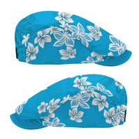 Hawaii Monstera Deliciosa Jeff Hat Blue Plumeria Polynesian Pattern - Polynesian Pride