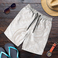 Hawaii Plumeria Lokelani Pikake Lei Shorts for Men Sandy Beige Polynesian Tattoo