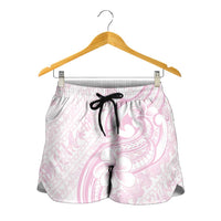 Hawaii Plumeria Lokelani Pikake Lei Shorts for Women Poni Mama Polynesian Tattoo LT9 - Polynesian Pride