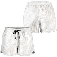 Hawaii Plumeria Lokelani Pikake Lei Shorts for Women Sandy Beige Polynesian Tattoo LT9 - Polynesian Pride