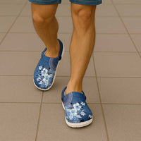 Hawaii Tapa Pattern With Navy Hibiscus Clogs Shoes - Polynesian Pride