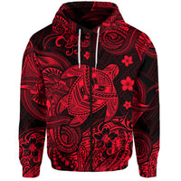 Hawaii Turtle Polynesian Hoodie Plumeria Flower Unique Style Red LT8