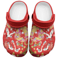 Hawaiian and Japanese Culture Together Clogs Shoes Kakau Tribal Pattern and Irezumi Art Red Color