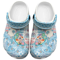 Hawaiian and Japanese Culture Together Clogs Shoes Tropical Honu with Japanese Elements Blue Color